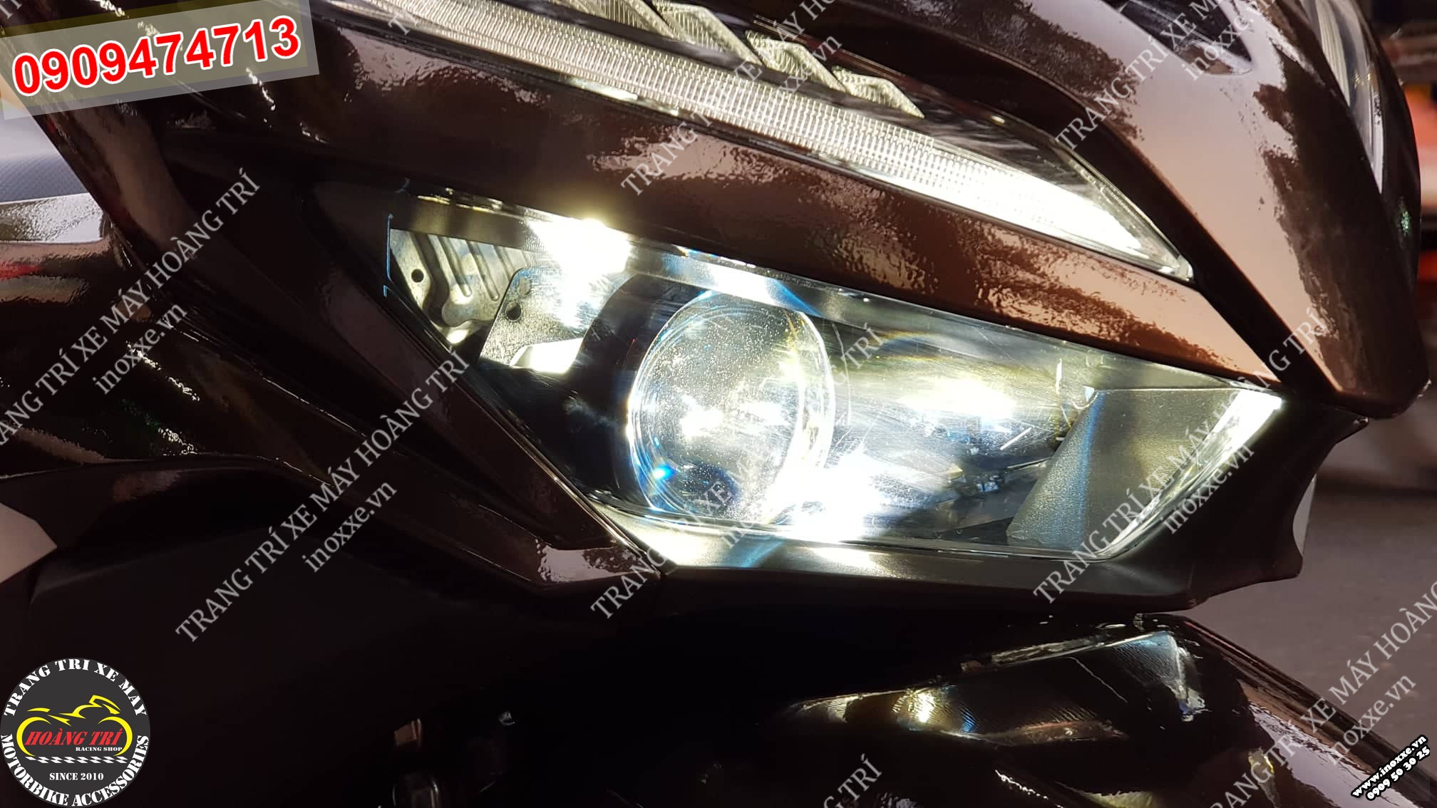 Độ đèn Bi cầu Led Kenzo cho xe Vario 2018